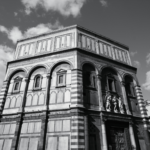 A Brief History of Art Competitions. A black and white photo of the Florence Baptistery in Florence, Italy)